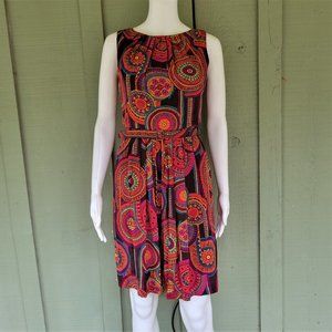TRINA TURK Orange Circle Print Silk Dress w/ Belt 6